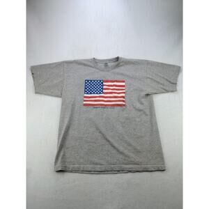 Made in America Patriotic T Shirt American Flag Graphic 2015 Gray Size L 42/44